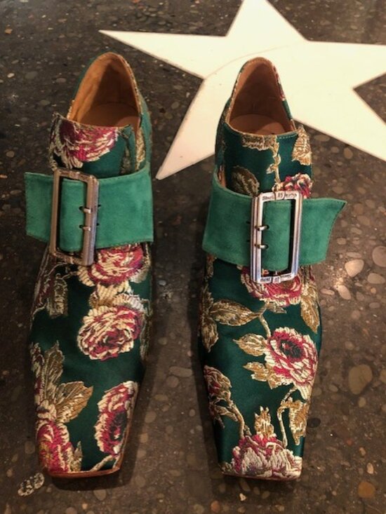 John Fluevog Shoes - Fluevog Green Brocade Statement shoes Size 8.5